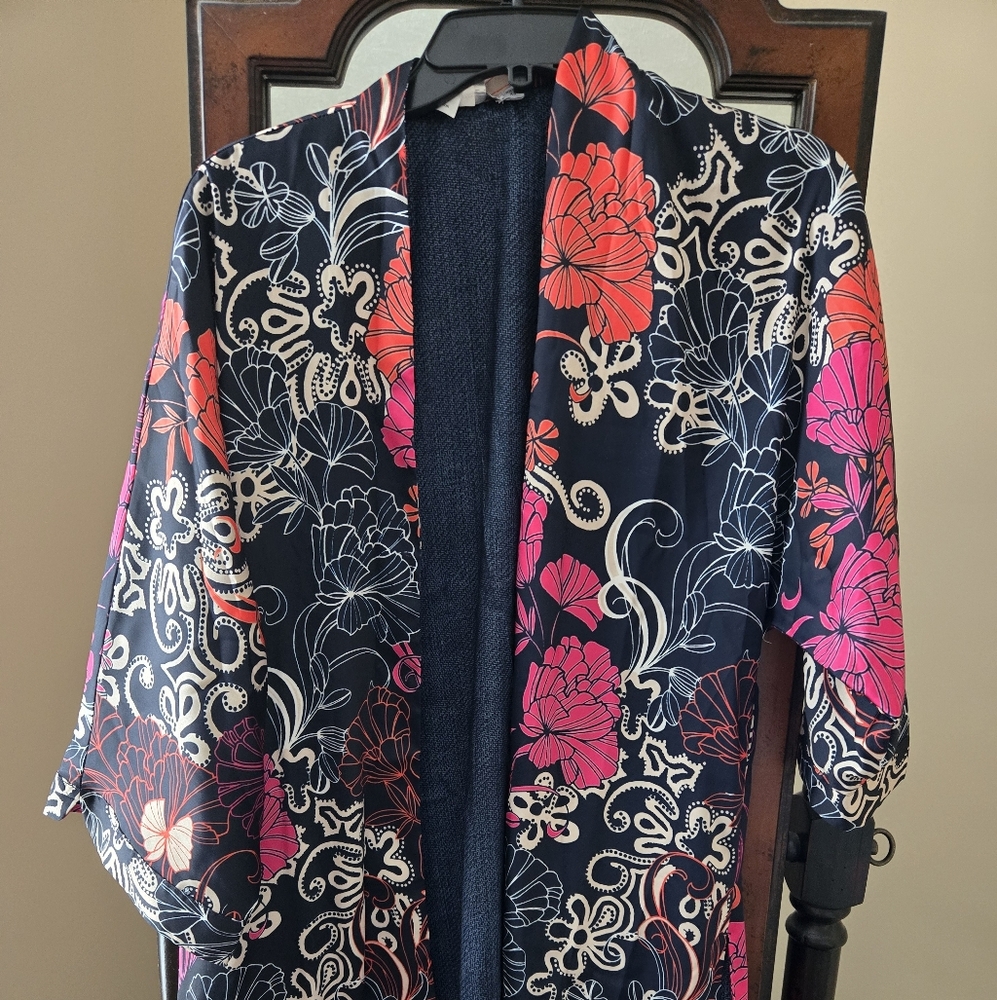 Floral Kimono with Pink and Red Accents